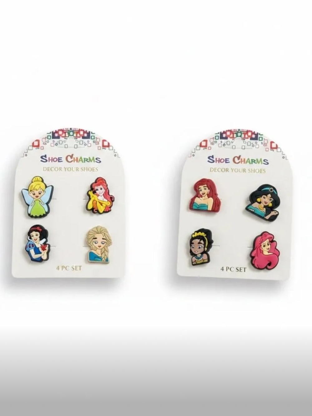 NWT BUNDLE of 2 Girls Princess Shoe Charms /  Croc Charms Disney Parks Jibbitz